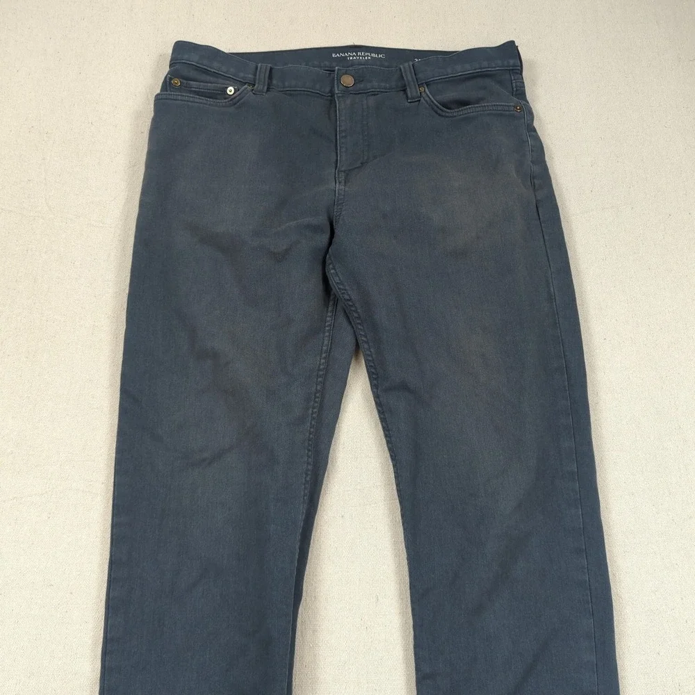 Banana Republic Mens 33x32 Blue Pants Traveler Slim Fit Golf Stretch Casual